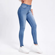 Damen Slim Fit Jeans mit hohem Taillenschnitt und figurformendem Stretch WW