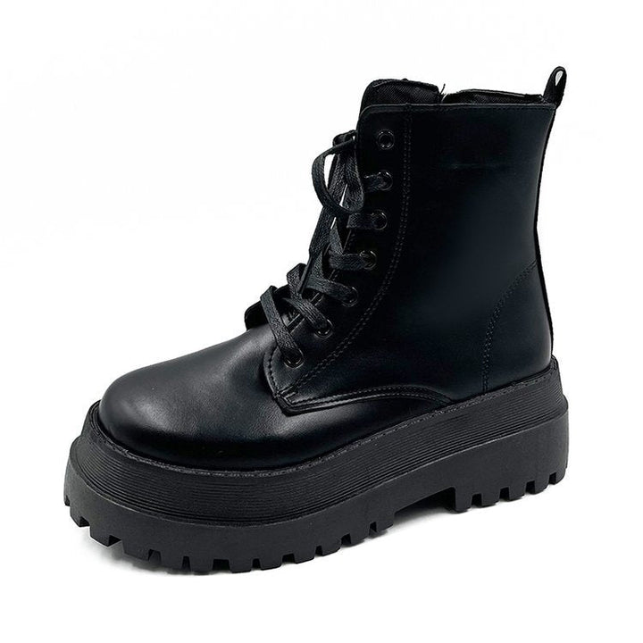 Damen Schnürstiefel mit robuster Plateausohle und elegantem Obermaterial W&W Mode
