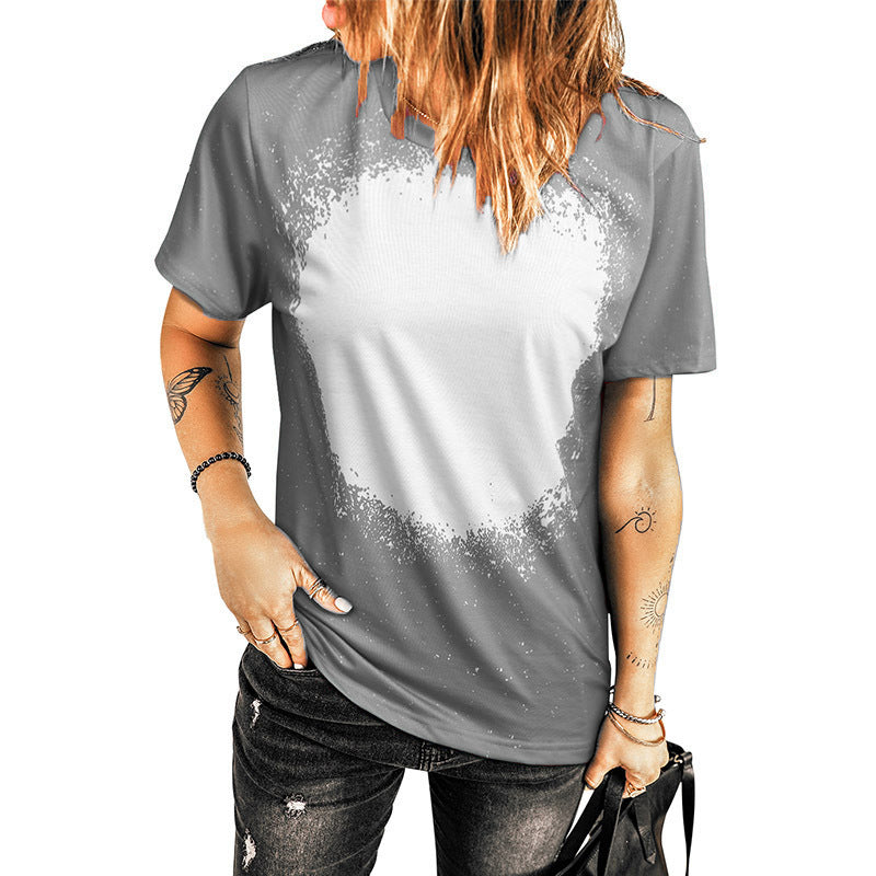 Damen T-Shirt mit kreativem Farbverlauf und einzigartigem Designdruck WW