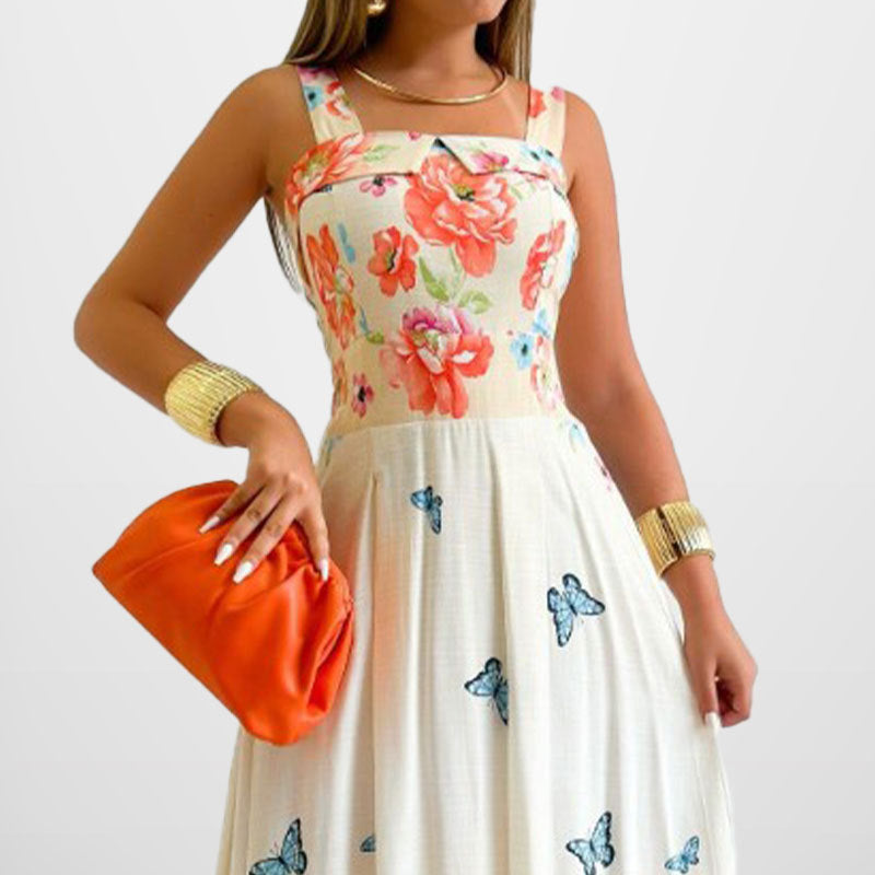 Damen Maxikleid mit floralem Design und verstellbaren Trägern W&W Mode