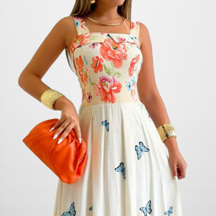 Damen Maxikleid mit floralem Design und verstellbaren Trägern W&W Mode
