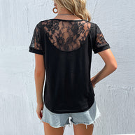 Damen T-Shirt mit eleganten Spitzenärmeln und lässigem Schnitt WW