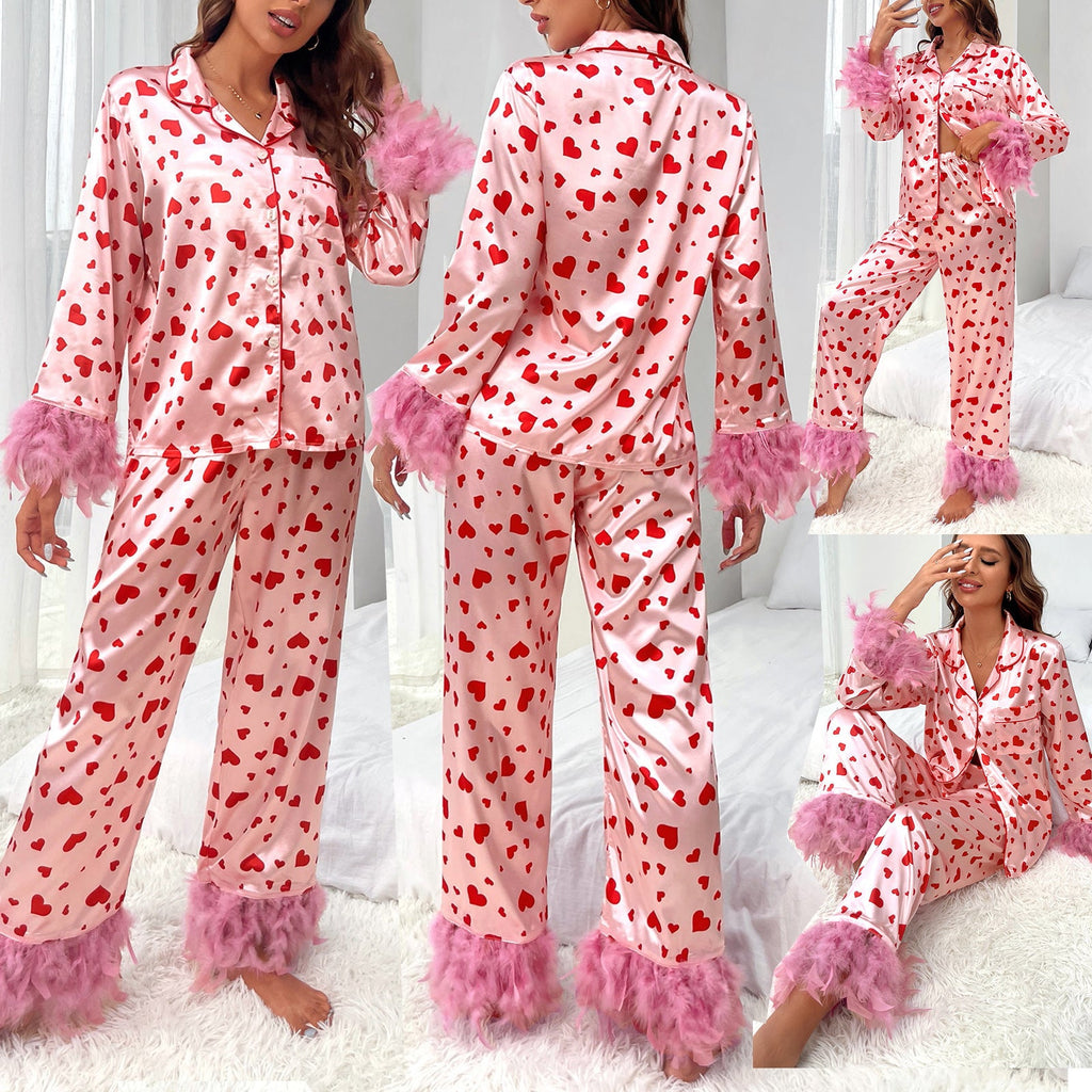 WW | Herzprint lange Hose Home Anzug
