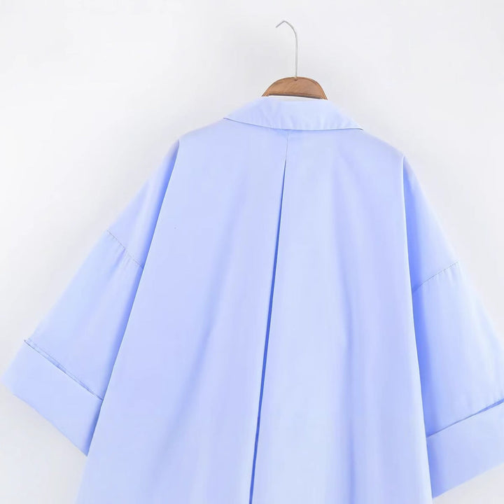 Damen Bluse mit oversized Schnitt und schickem Revers W&W Mode