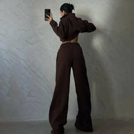 Damen Sportliches Loungewear-Set mit hohem Kragen WW