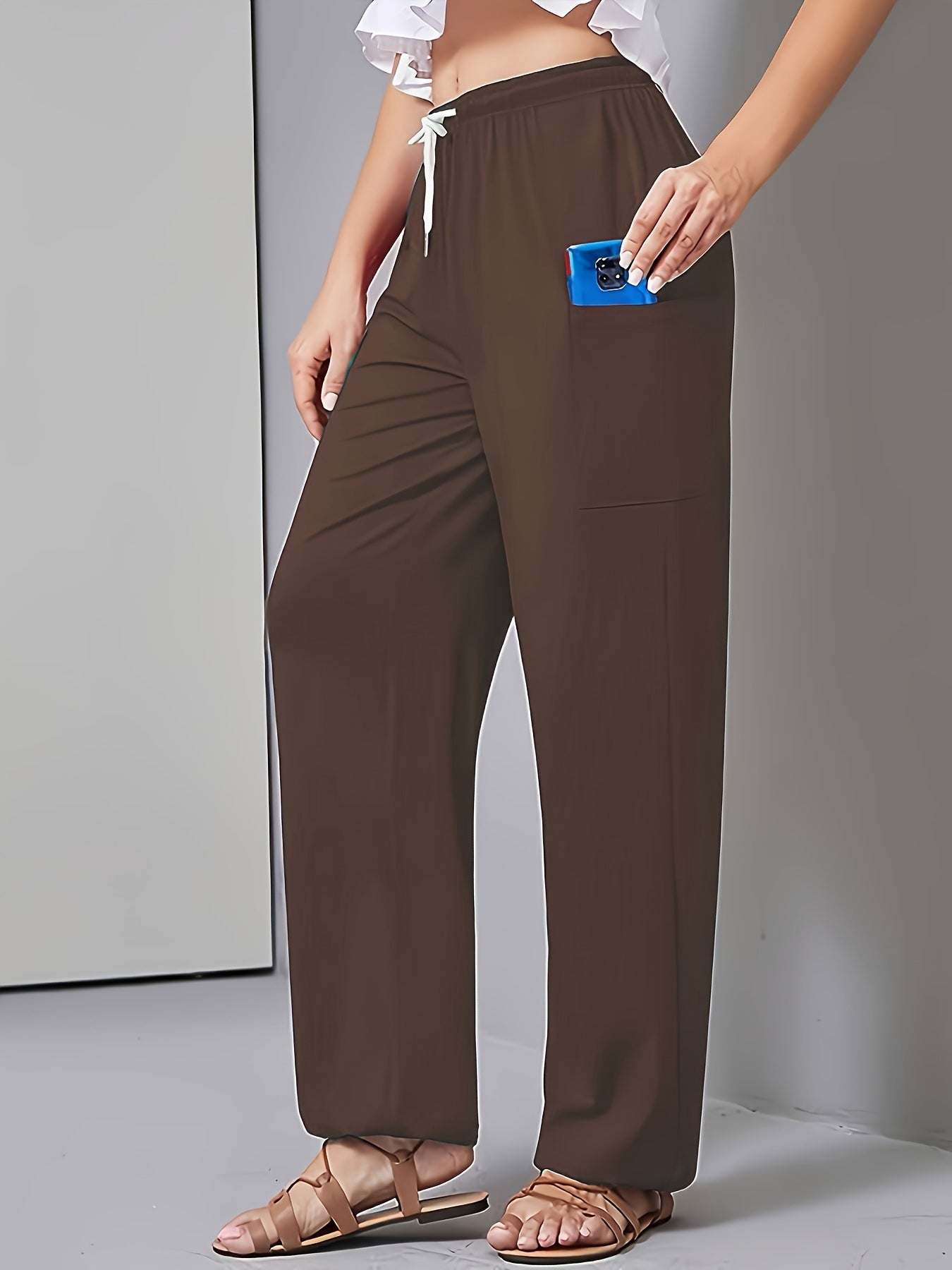 Damen Bequeme Freizeit-Hose mit praktischen Taschen und elastischem Bund WW