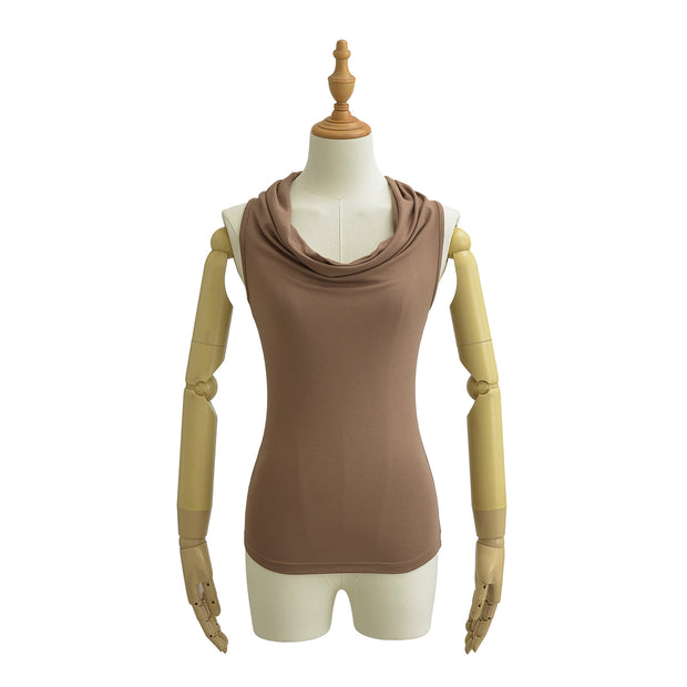 Damen ärmelloses Cowl-Top aus weichem, elastischem Material WW