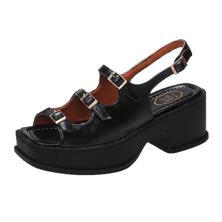 Damen Plateau-Sandalen mit verstellbaren Riemen und modischem Blockabsatz W&W Mode