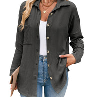 Damen lässige Strickjacke mit Knopfleiste WW