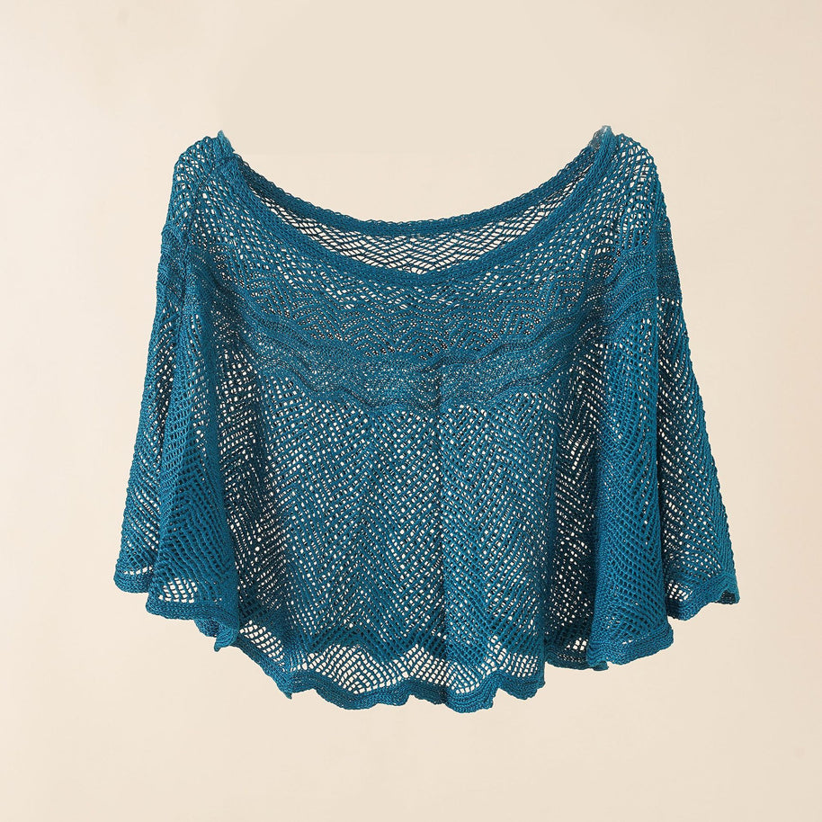 Damen luftiger Strickponcho im modernen Design WW