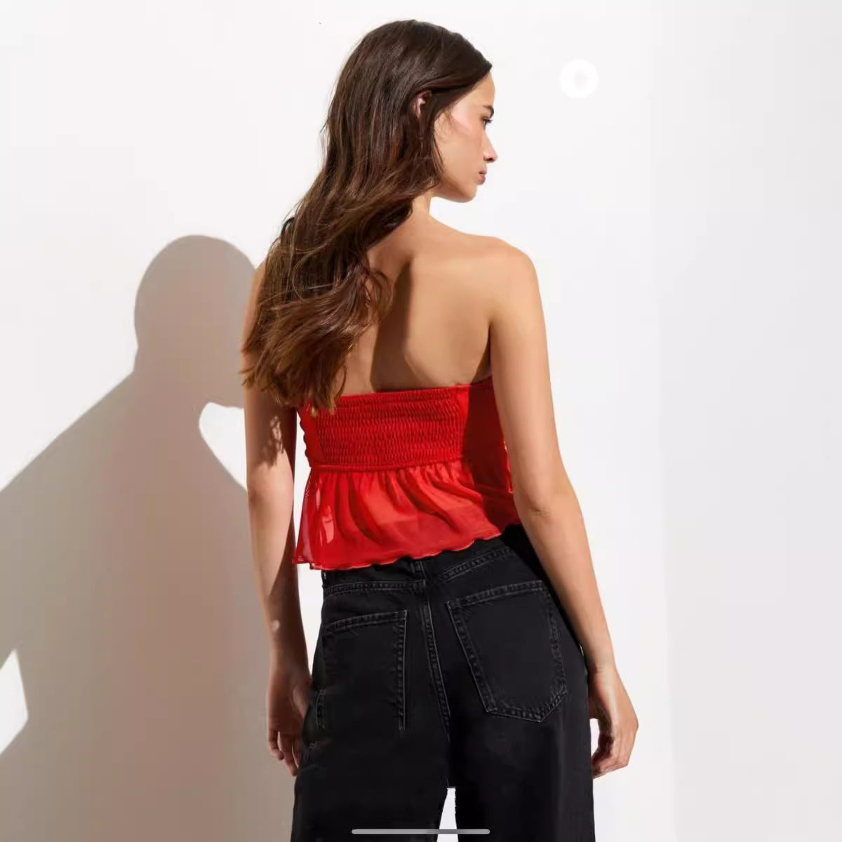 Damen ärmelloses Oberteil mit raffiniertem Rüschendesign WW