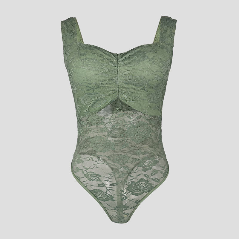 Damen Spitzen-Bodysuit mit floralem Design und konturierendem Schnitt WW