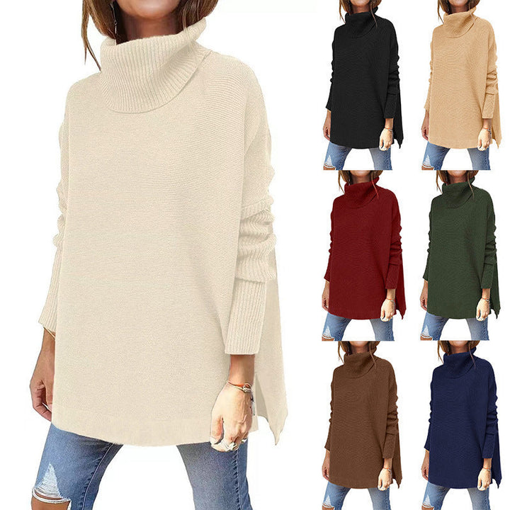 Damen oversize Rollkragenpullover mit strukturiertem Strickdesign W&W Mode