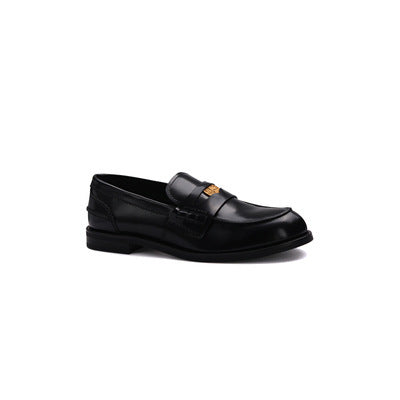 Herrenschuhe aus Leder mit dekorativem Emblem WW
