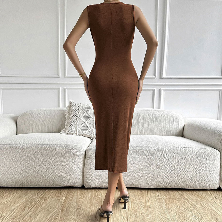 Damen figurbetontes Midikleid mit innovativem Knoten-Detail W&W