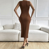 Damen figurbetontes Midikleid mit innovativem Knoten-Detail W&W