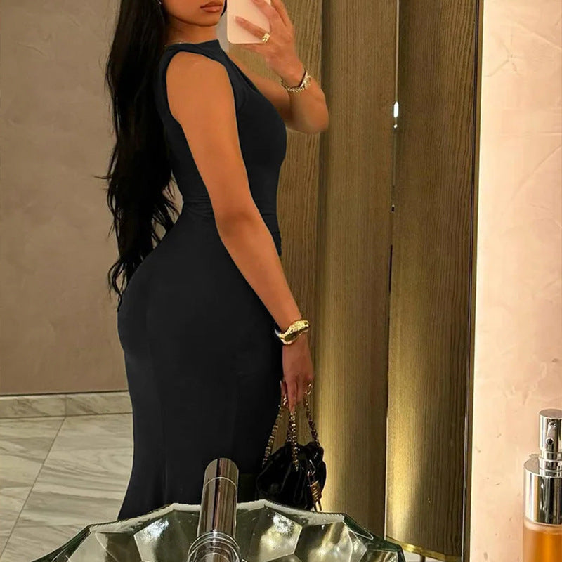 Damen Maxikleid mit körperbetontem Schnitt und eleganter Drapierung W&W Mode