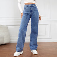 Damen Weite High-Waist Jeans im klassischen Stil mit betontem Bein WW
