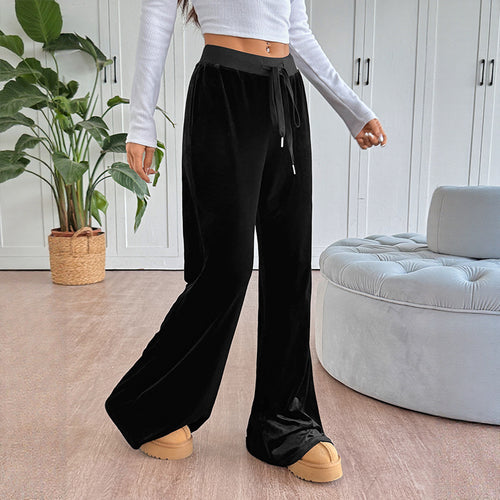 Damen bequem geschnittene Lounge-Hose aus weichem Samt WW