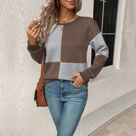 Damen Sweatshirt mit geometrischem Patchwork-Design WW
