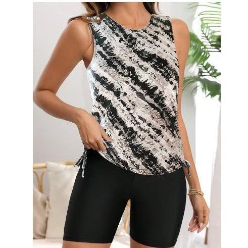 Damen Sportliches Tankini-Set mit verstellbaren Shorts WW