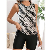 Damen Sportliches Tankini-Set mit verstellbaren Shorts WW