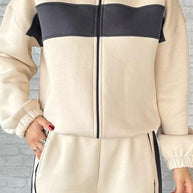 Damen Sportlicher Fleece-Loungewear-Anzug mit Reißverschluss WW