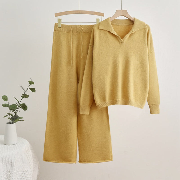 W&W Mode | Reverskragen Top und Kordelzug Weite Hose Set