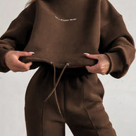 Damen sportliches Sweat-Set mit hohem Kragen und weitem Schnitt WW