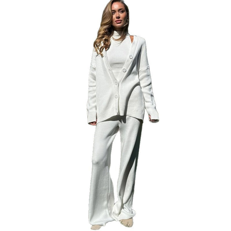 Damen bequemer Strickanzug mit Cardigan WW