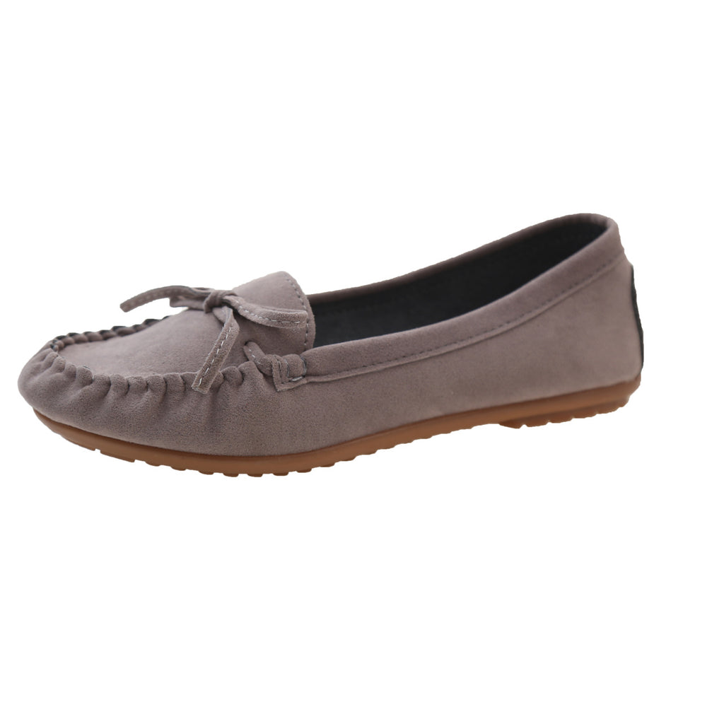 Damen Casual Wildleder Mokassin Ballerinas mit dekorativer Schleife WW