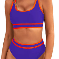 Damen Sportliches Bikini-Set mit breiten Trägern und hohem Schnitt WW