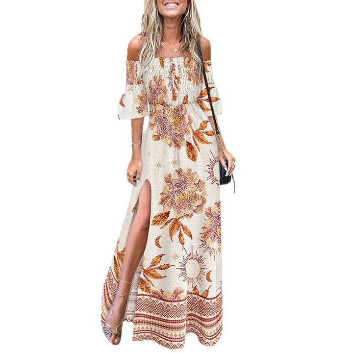 Damen Maxikleid mit schulterfreiem Design und seitlichem Schlitz W&W Mode
