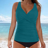 WW | Bauchkontrolle Haken Design Bedrucktes Tankini Set