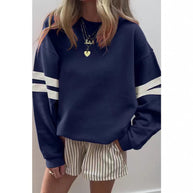 Damen Sportlicher Oversized Pullover mit Streifenakzenten und lässigem Schnitt WW