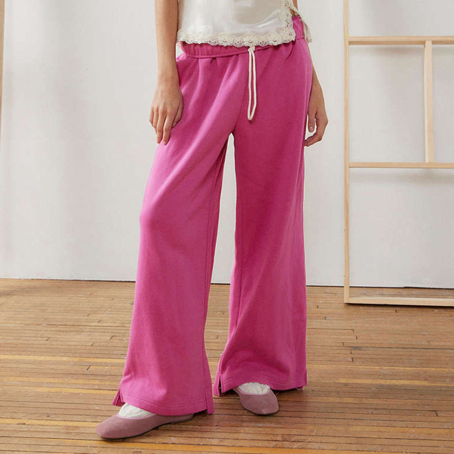 Damen weite Freizeit-Hose mit elastischem Bund und Kordelzug WW
