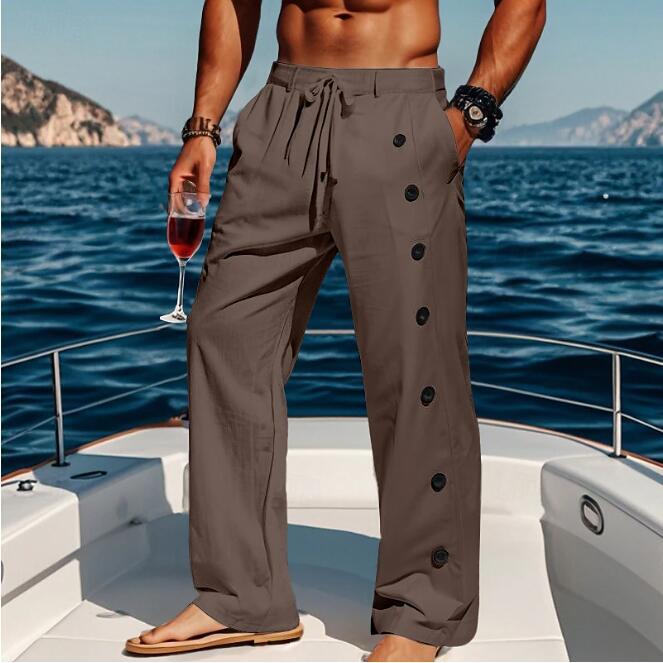 Herren lässige strandtaugliche Hose mit seitlichen Knopfdetails WW