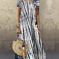 WW | Kurzarm Gemustertes Maxikleid
