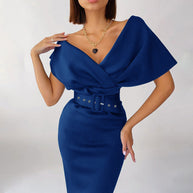 WW | Off-Shoulder Tailliertes Kleid mit Gürtel