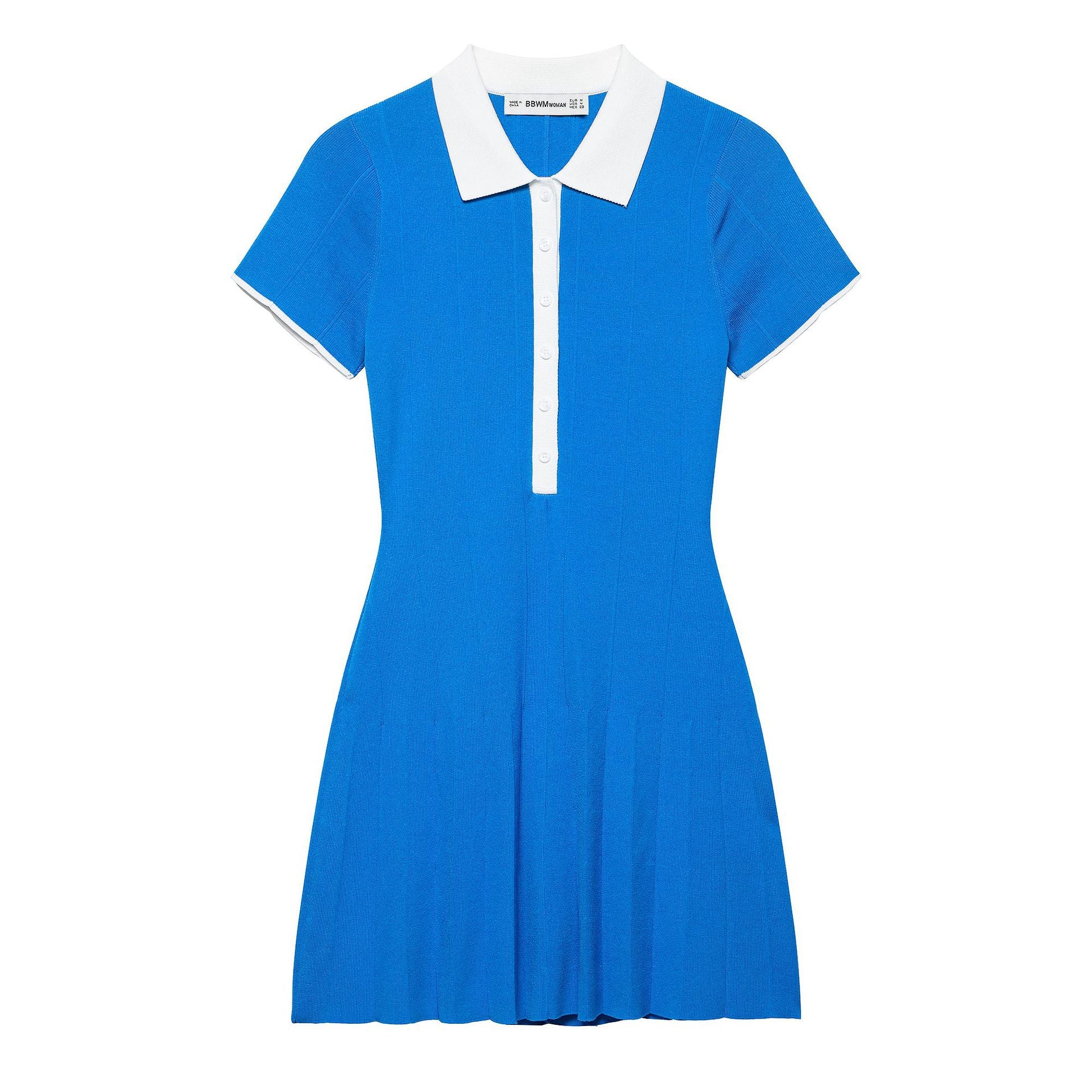 Femme Polo Kleid mit plissiertem Rock und kontrastierendem Kragen WW