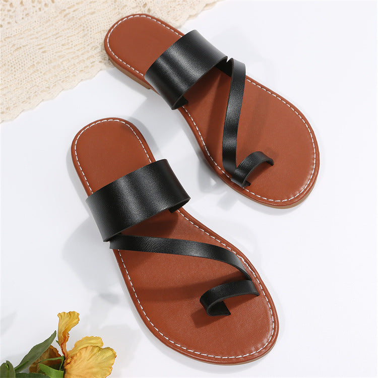 Damen Flache Riemensandalen mit komfortablem Obermaterial und elegantem Design WW