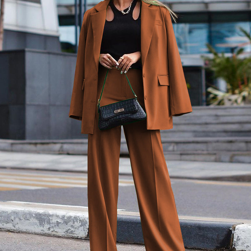 Damen Oversized Blazer und weite Hose Kombination WW