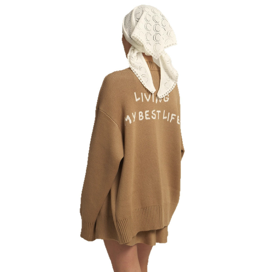 Damen bequemer Oversized-Pullover und lässige Palazzohose Set WW