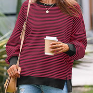 Damen lässiger gestreifter Oversized Pullover WW