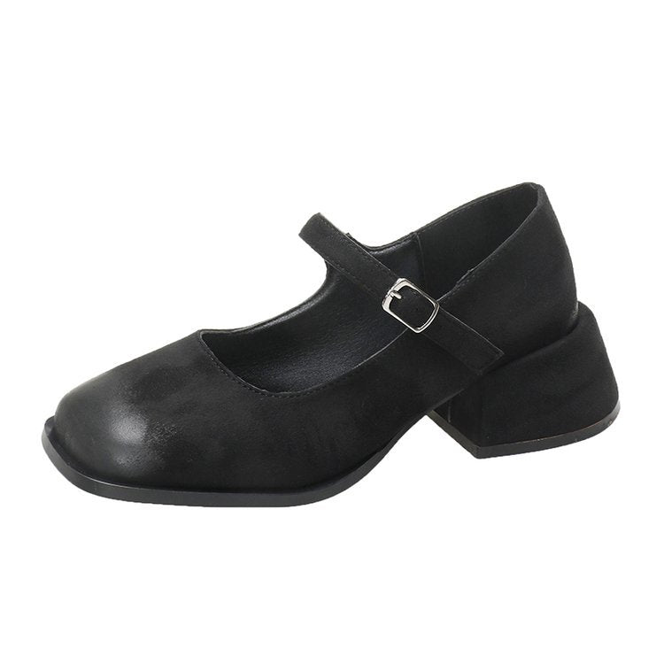 Damen klassische Mary Jane Schuhe mit verstellbarem Riemen und blockiertem Absatz W&W Mode