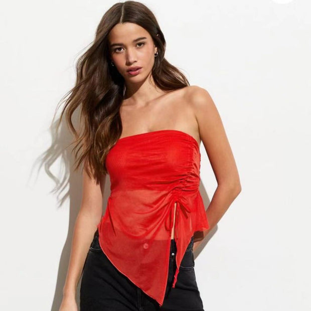 Damen ärmelloses Oberteil mit raffiniertem Rüschendesign WW