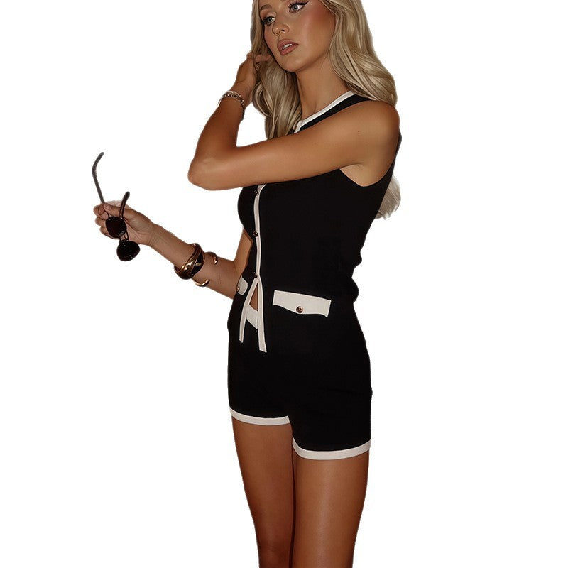 Damen Stilvolles Overall mit kontrastierenden Details WW