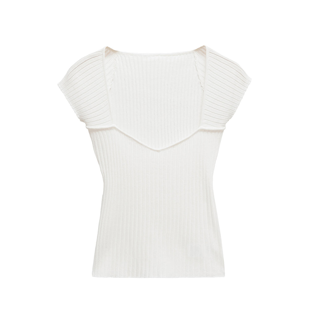 Damen Rippstrick Cap Sleeve Stricktop WW