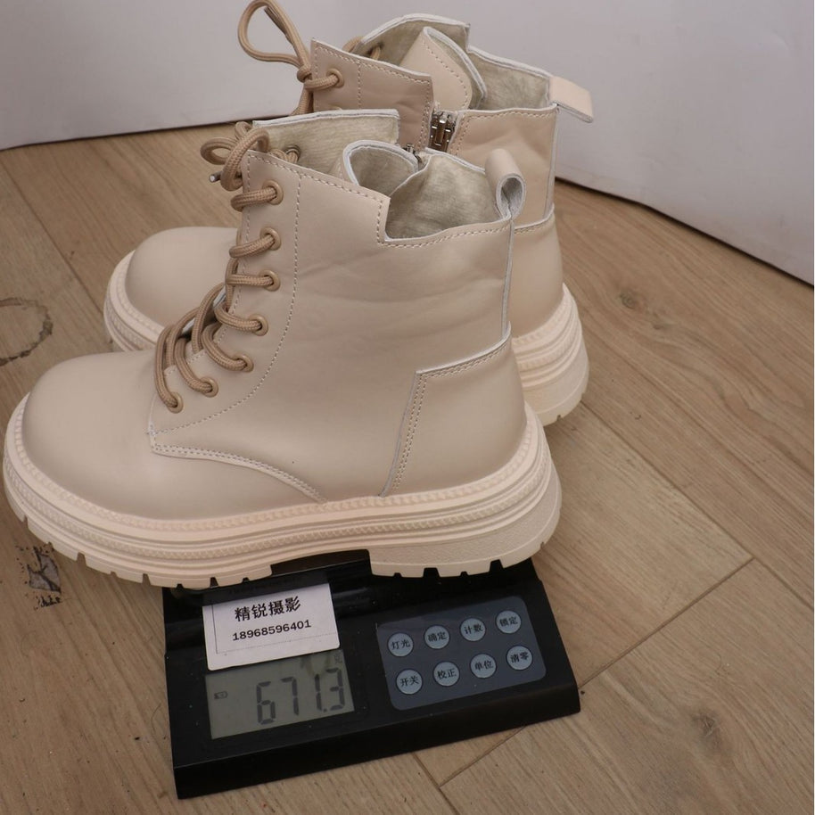 Damen Schnürstiefel mit seitlichem Reißverschluss und robuster Sohle WW