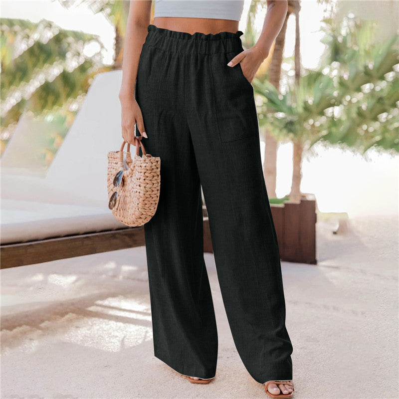 Damen Weite Palazzo-Hose mit elastischem Bund und praktischen Taschen WW